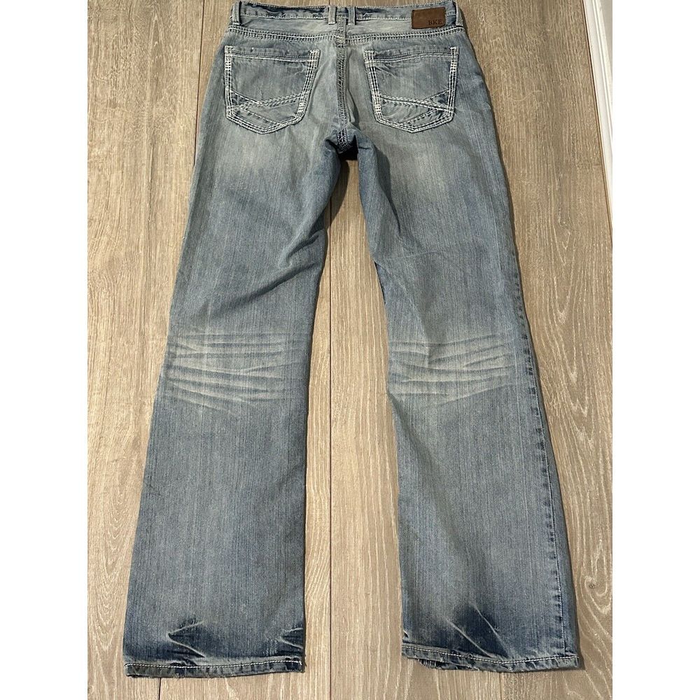 BKE Buckle Tyler Straight Distressed Blue Denim Jeans Men 34 X 35 Long